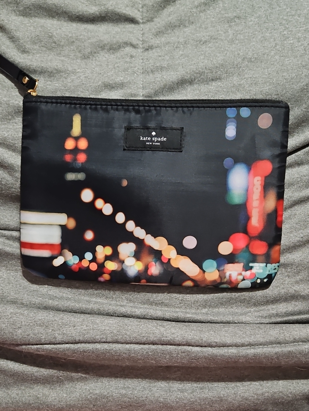kate spade black multi bokeh zip pouch NWOT